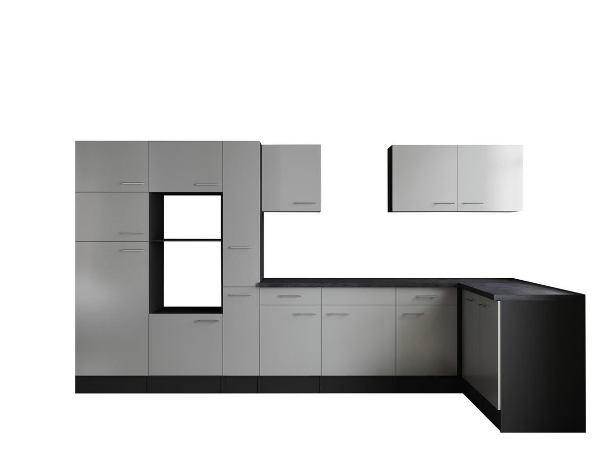 ECKKÜCHE 370/172 cm  in Grau, Weiß  - Silberfarben/Weiß, Design, Holzwerkstoff/Metall (370/172cm) - Respekta