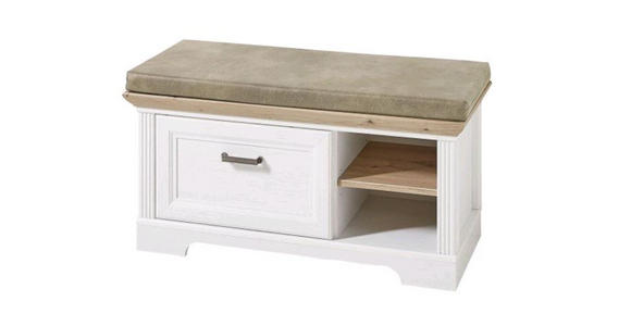 GARDEROBENBANK in 93/49/41 cm - Eichefarben/Beige, ROMANTIK / LANDHAUS, Textil/Metall (93/49/41cm) - Landscape