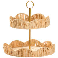 ETAŽER  2-katno   - prirodne boje/zlatne boje, Lifestyle, drvo/metal (29,5/30cm) - Ambia Home