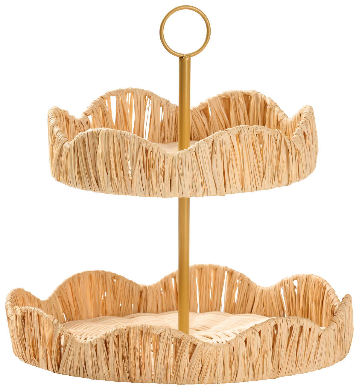 ETAŽER  2-katno   - prirodne boje/zlatne boje, Lifestyle, drvo/metal (29,5/30cm) - Ambia Home