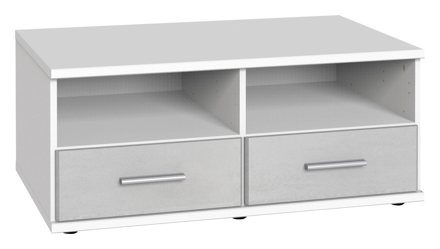 MEDIABÄNK i grå, vit  - vit/aluminiumfärg, Klassisk, trämaterial/plast (92/38/58cm) - Carryhome