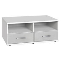 MEDIABÄNK i grå, vit  - vit/aluminiumfärg, Klassisk, trämaterial/plast (92/38/58cm) - Carryhome