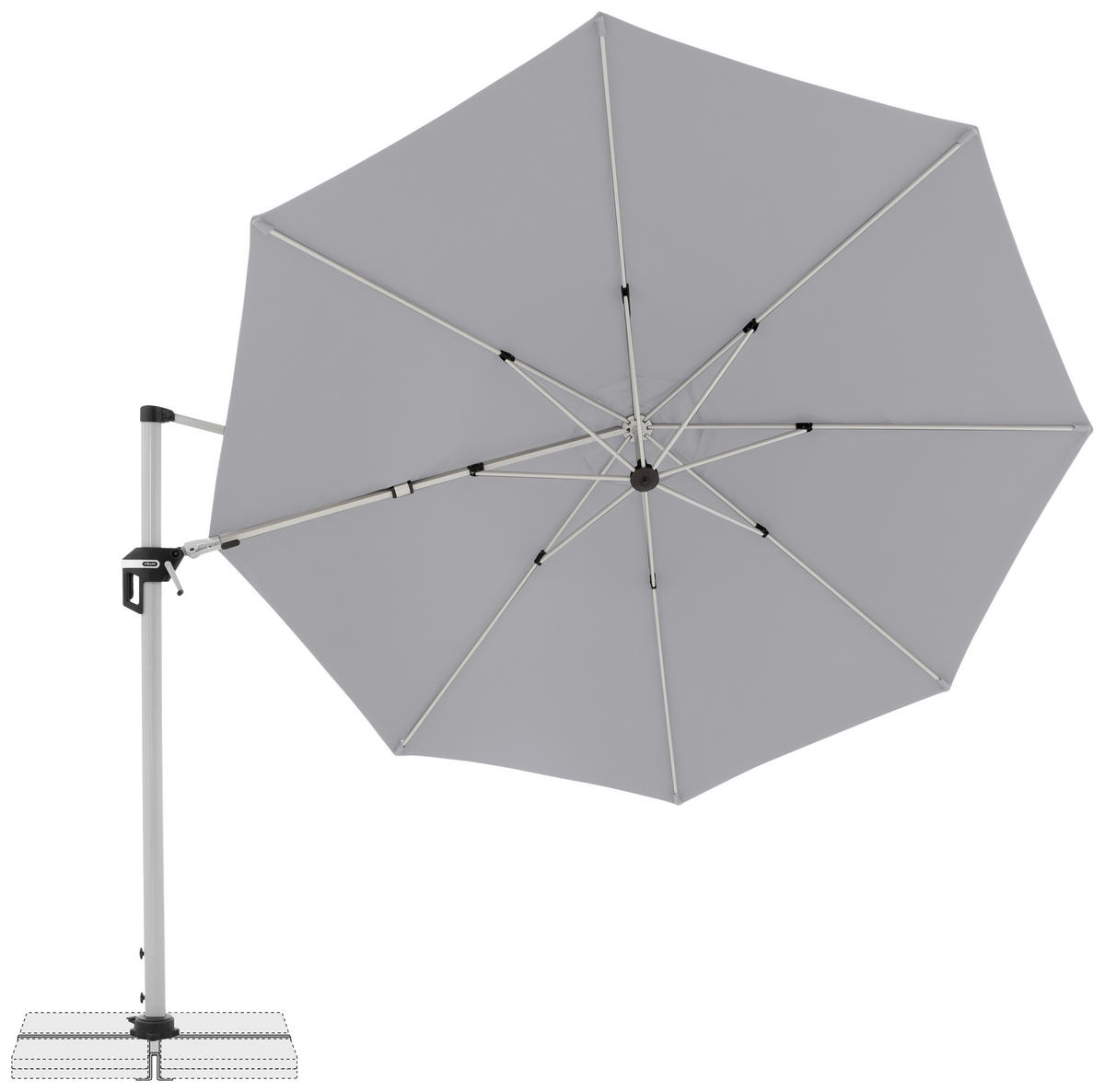AMPELSCHIRM 370 cm   - Silberfarben/Hellgrau, Basics, Textil/Metall (370cm) - Doppler