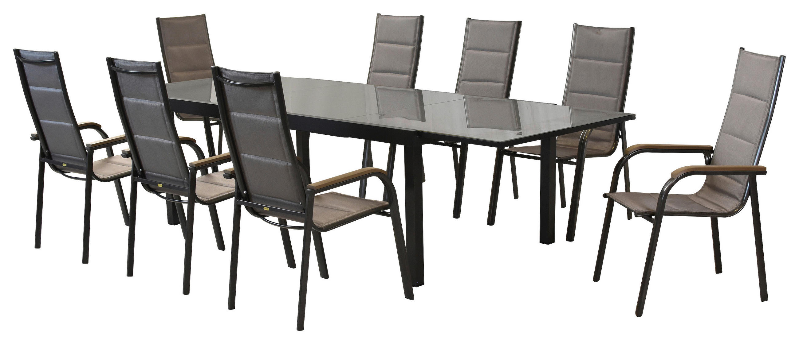 GARTENSET Aluminium  - Graphitfarben/Braun, MODERN, Textil/Metall - Gardenson