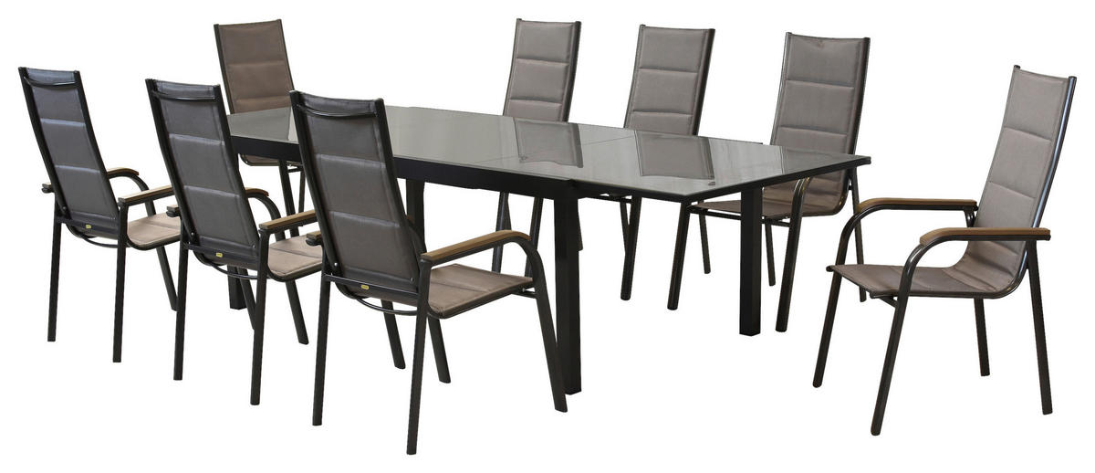 GARTENSET Aluminium  - Graphitfarben/Braun, MODERN, Textil/Metall - Gardenson