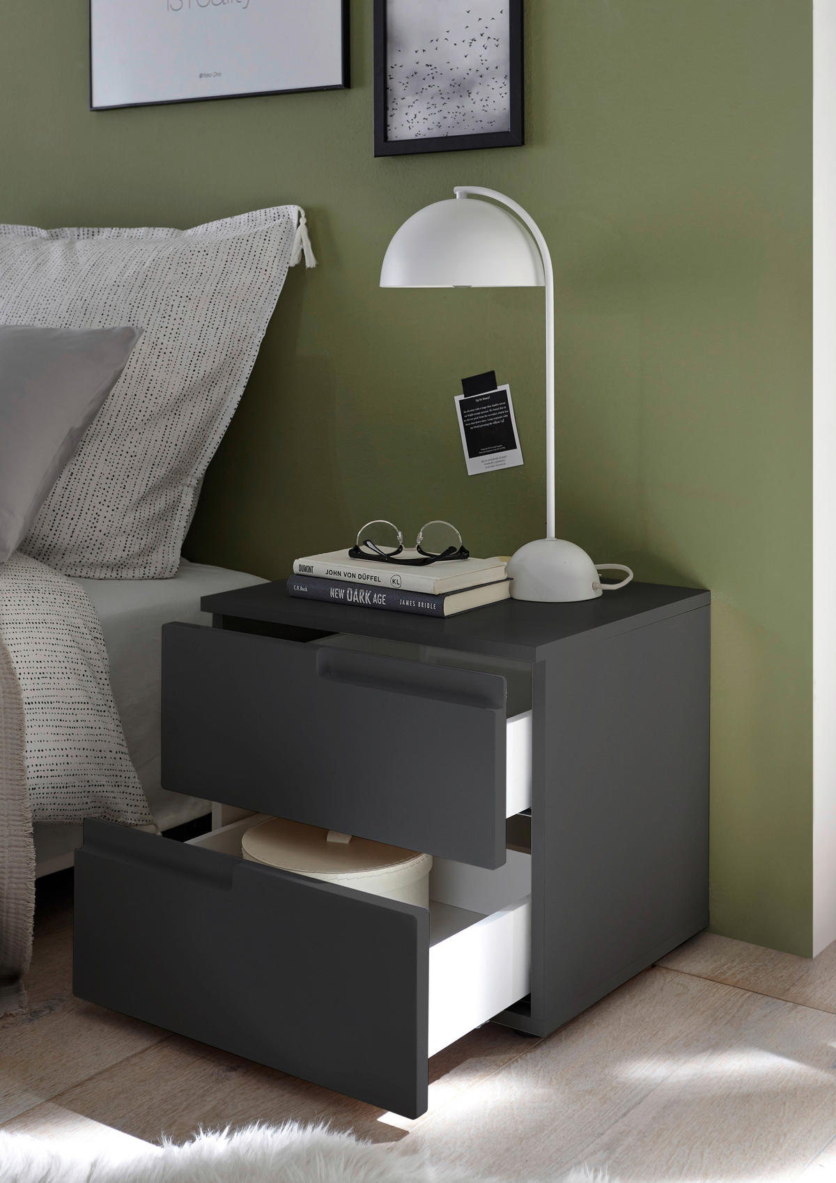 NACHTSCHRANK 46,2/41,7/40 cm  - Graphitfarben/Schwarz, MODERN, Holzwerkstoff/Kunststoff (46,2/41,7/40cm)