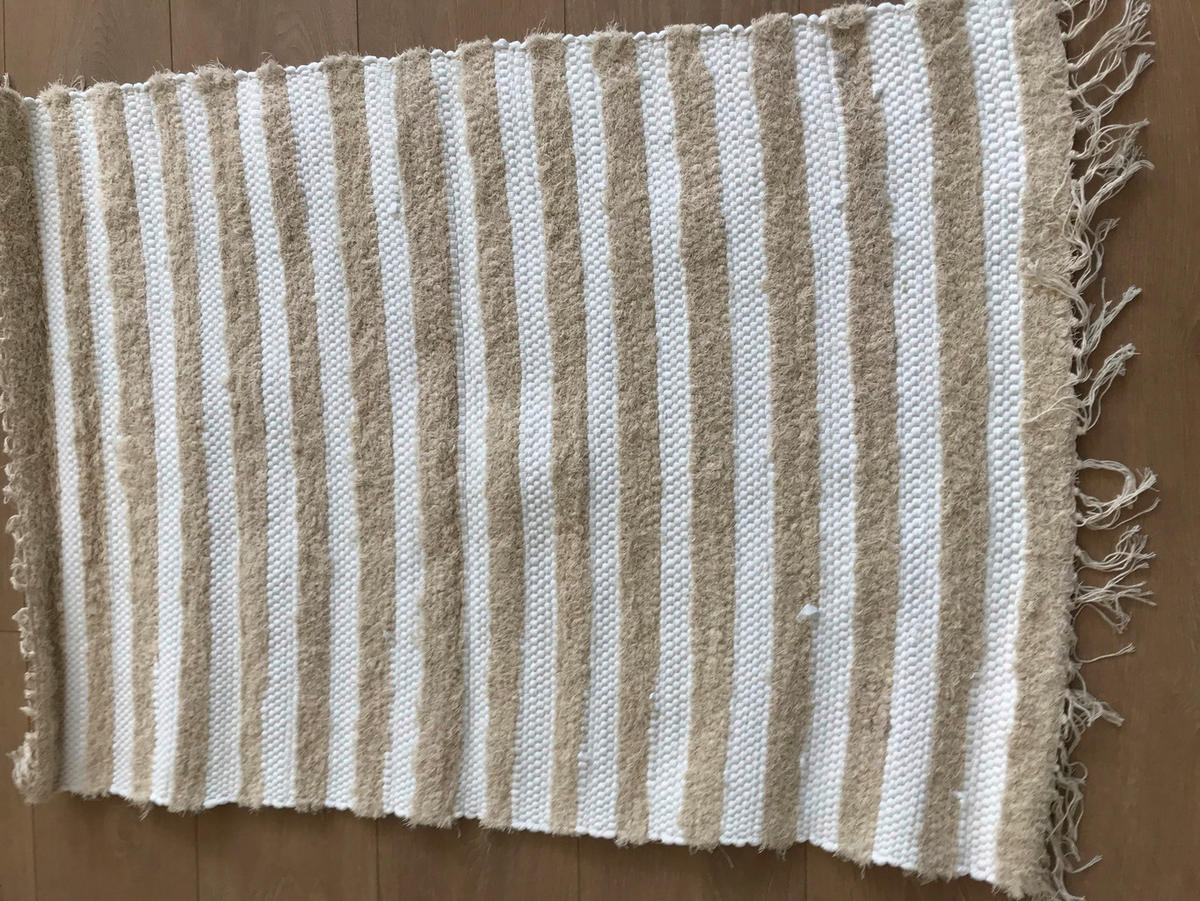 KÉZI SZÖVÉSŰ SZŐNYEG   - bézs/fehér, Basics, textil (70/200cm)