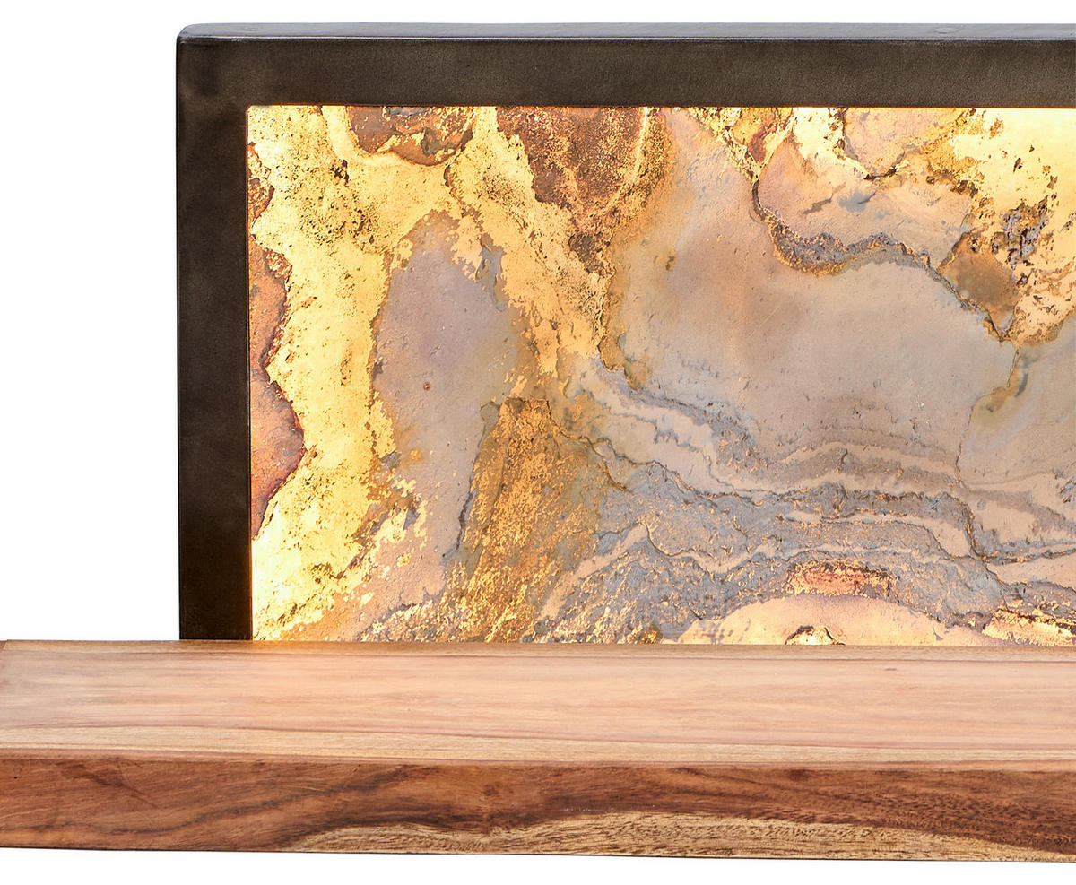 WANDBOARD Sheesham Hartholz Grau, Sheeshamfarben  - Sheeshamfarben/Grau, KONVENTIONELL, Holz/Stein (135/30/25cm) - Livetastic