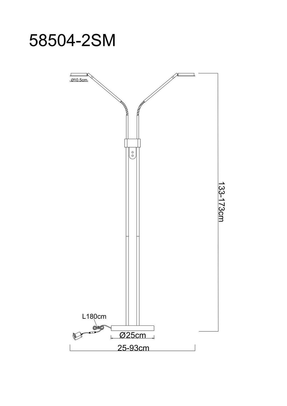 LED-STEHLEUCHTE Silvio 93/25 cm  - Messingfarben/Schwarz, Design, Kunststoff/Metall (93/25cm) - Globo