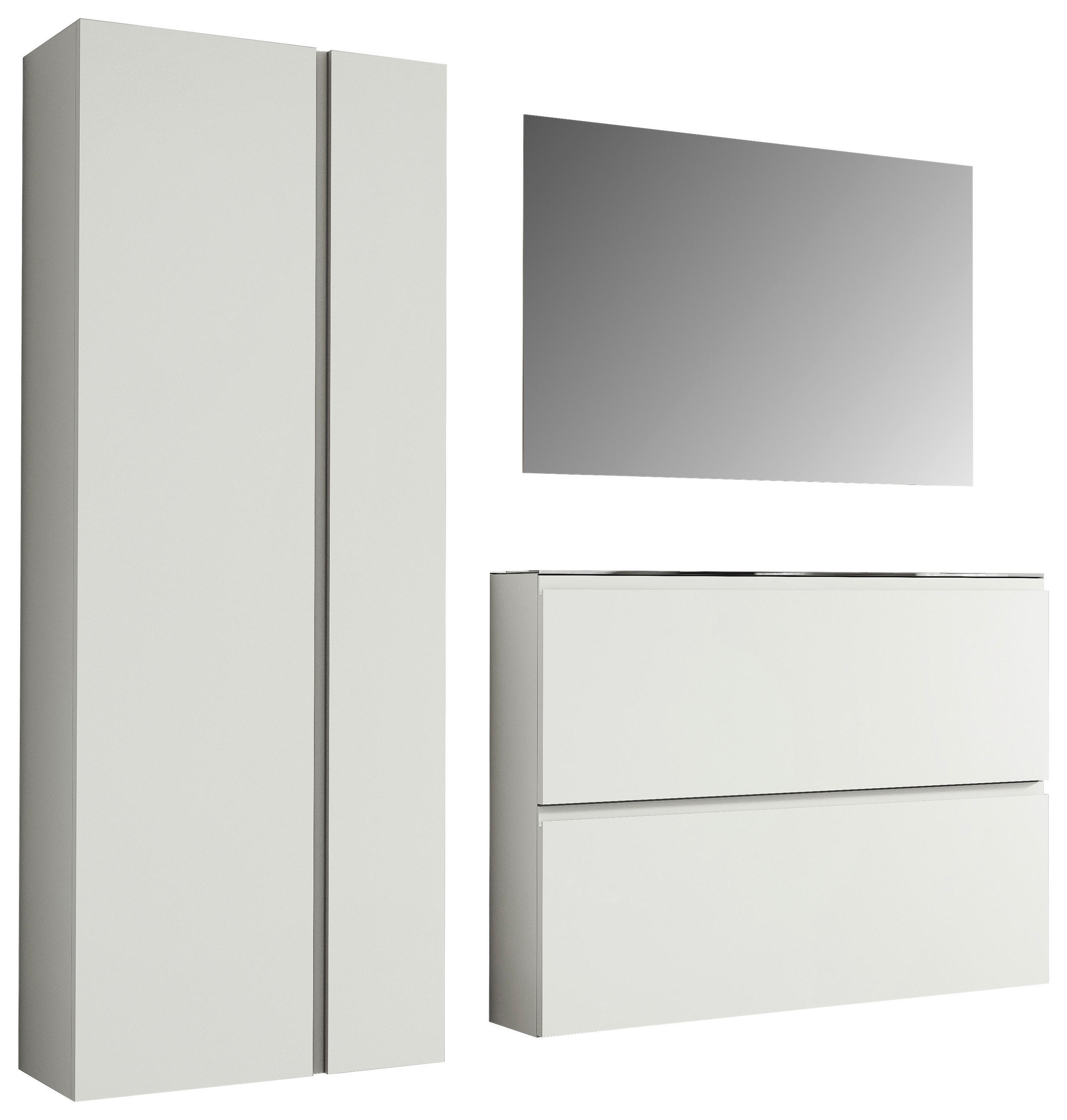 GARDEROBE 3-teilig  in 180/185/33 cm  - Weiss, Design, Glas/Holzwerkstoff (180/185/33cm) - Moderano