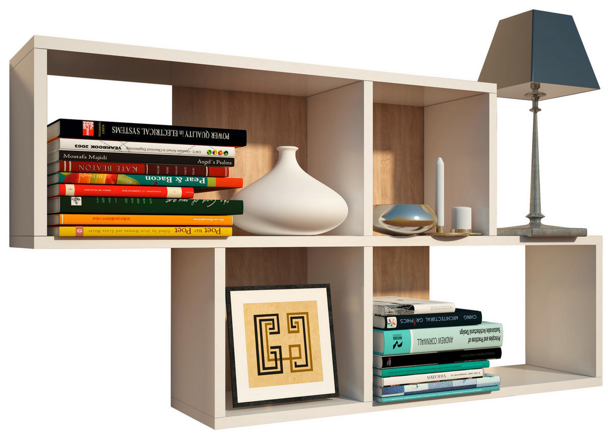 STENSKA POLICA - bela, Basics, leseni material (100/53/19cm) - Carryhome