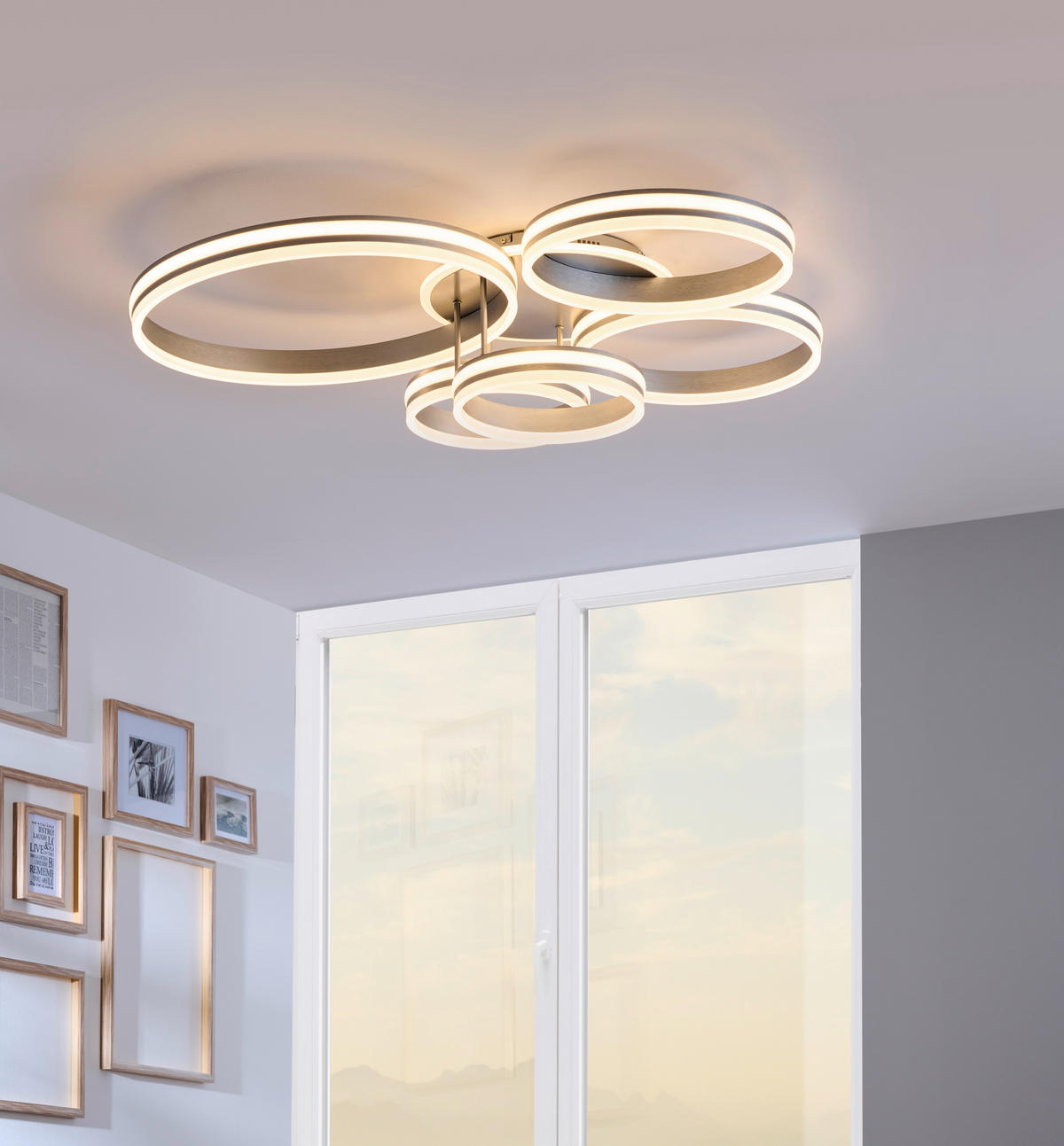LED-DECKENLEUCHTE 114/90/20 cm   - Opal/Grau, Design, Kunststoff/Metall (114/90/20cm)