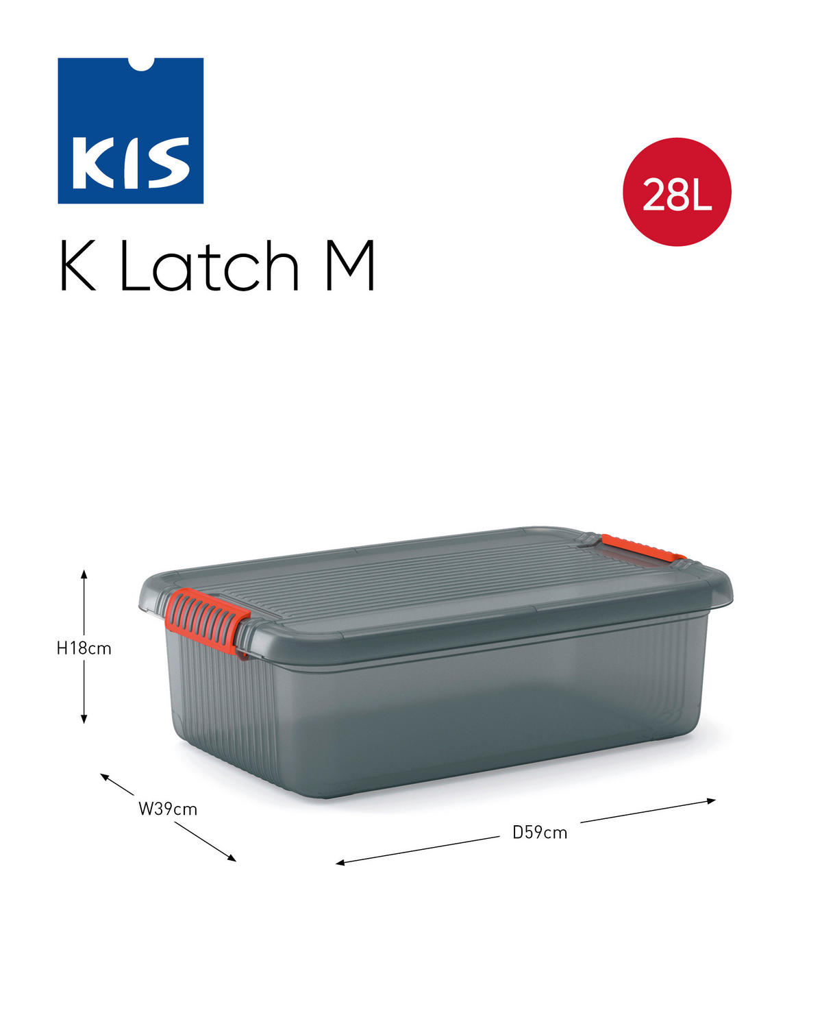 AUFBEWAHRUNGSBOX 39/18/59 cm     - Orange/Grau, KONVENTIONELL, Kunststoff (39/18/59cm)