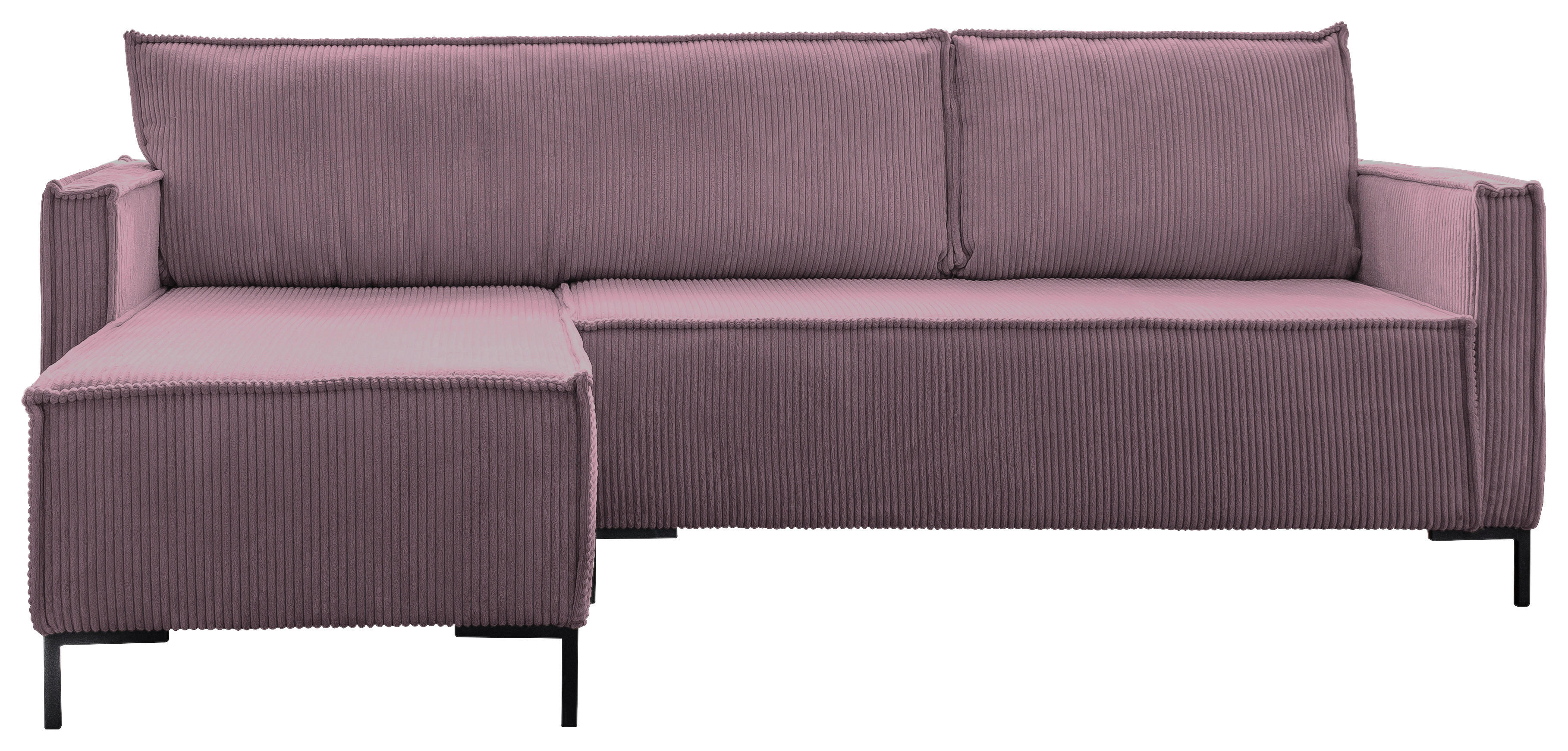 ECKSOFA Altrosa Cord  - Schwarz/Altrosa, Design, Textil/Metall (232/90/154cm) - MID.YOU