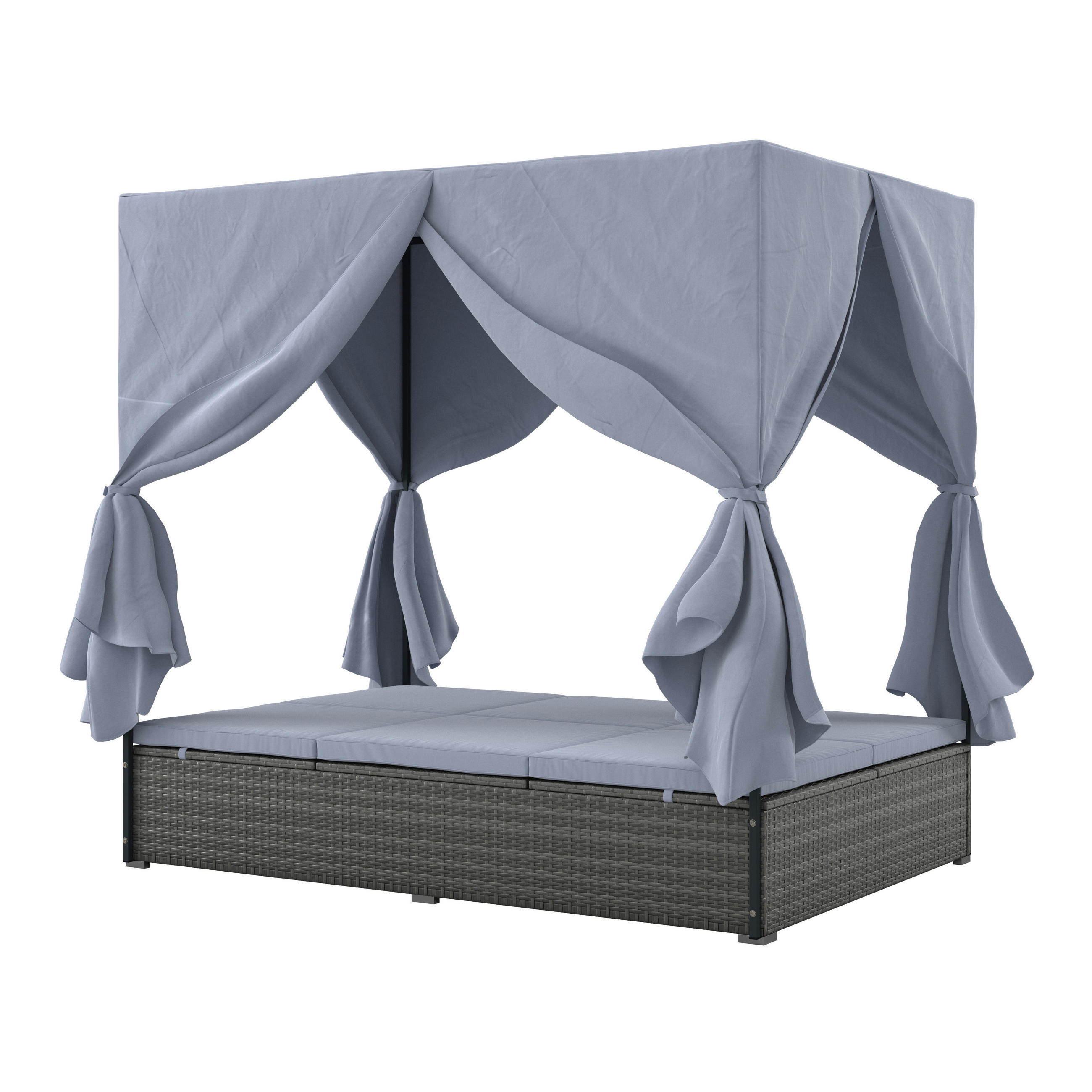 GARTENLIEGE 135/180/197 cm  - Grau, MODERN, Kunststoff/Textil (135/180/197cm) - Ambia Garden