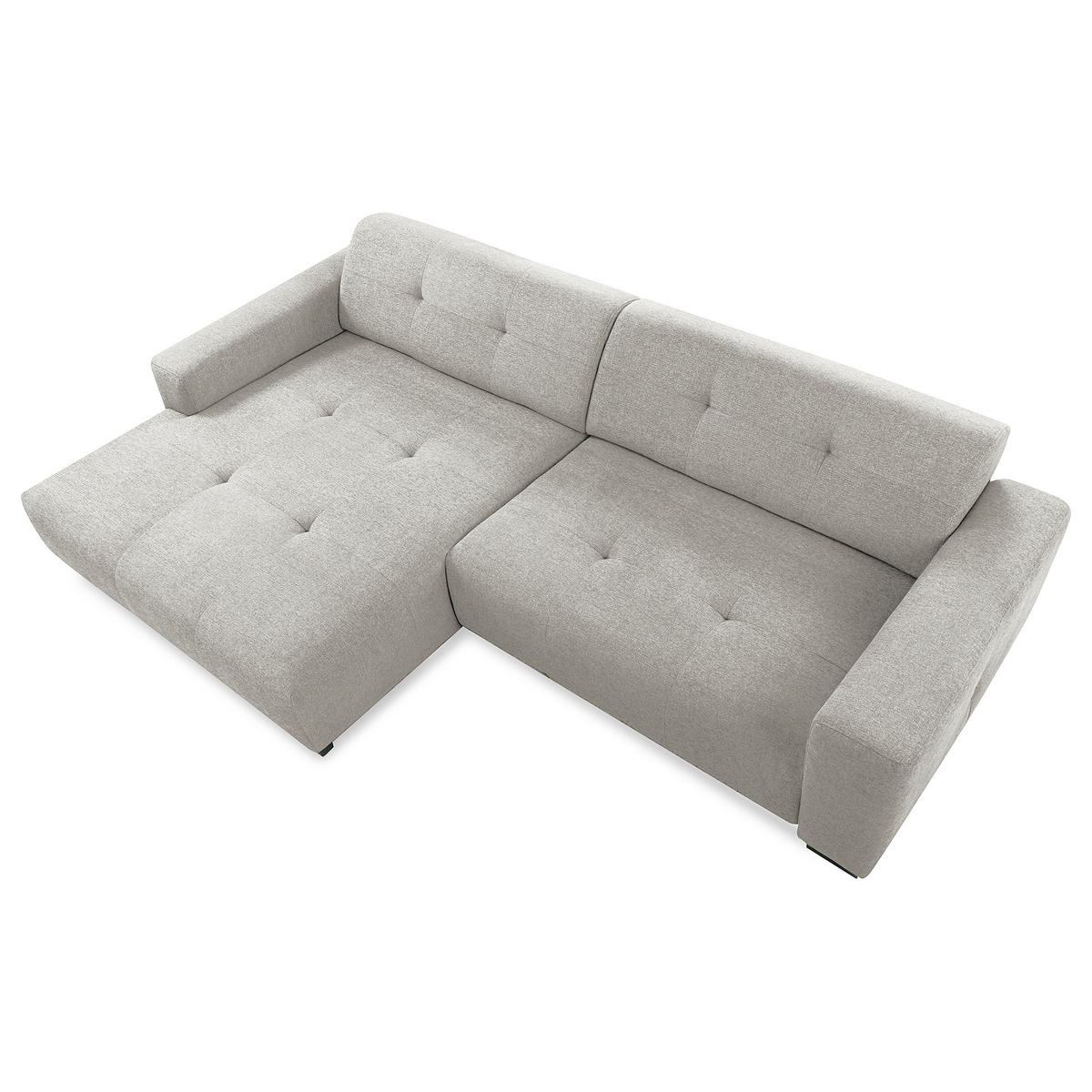 ECKSOFA AUSTIN Hellgrau Flachgewebe Sitztiefenverstellung  - Hellgrau/Schwarz, Design, Kunststoff/Textil (169/286cm) - Livetastic