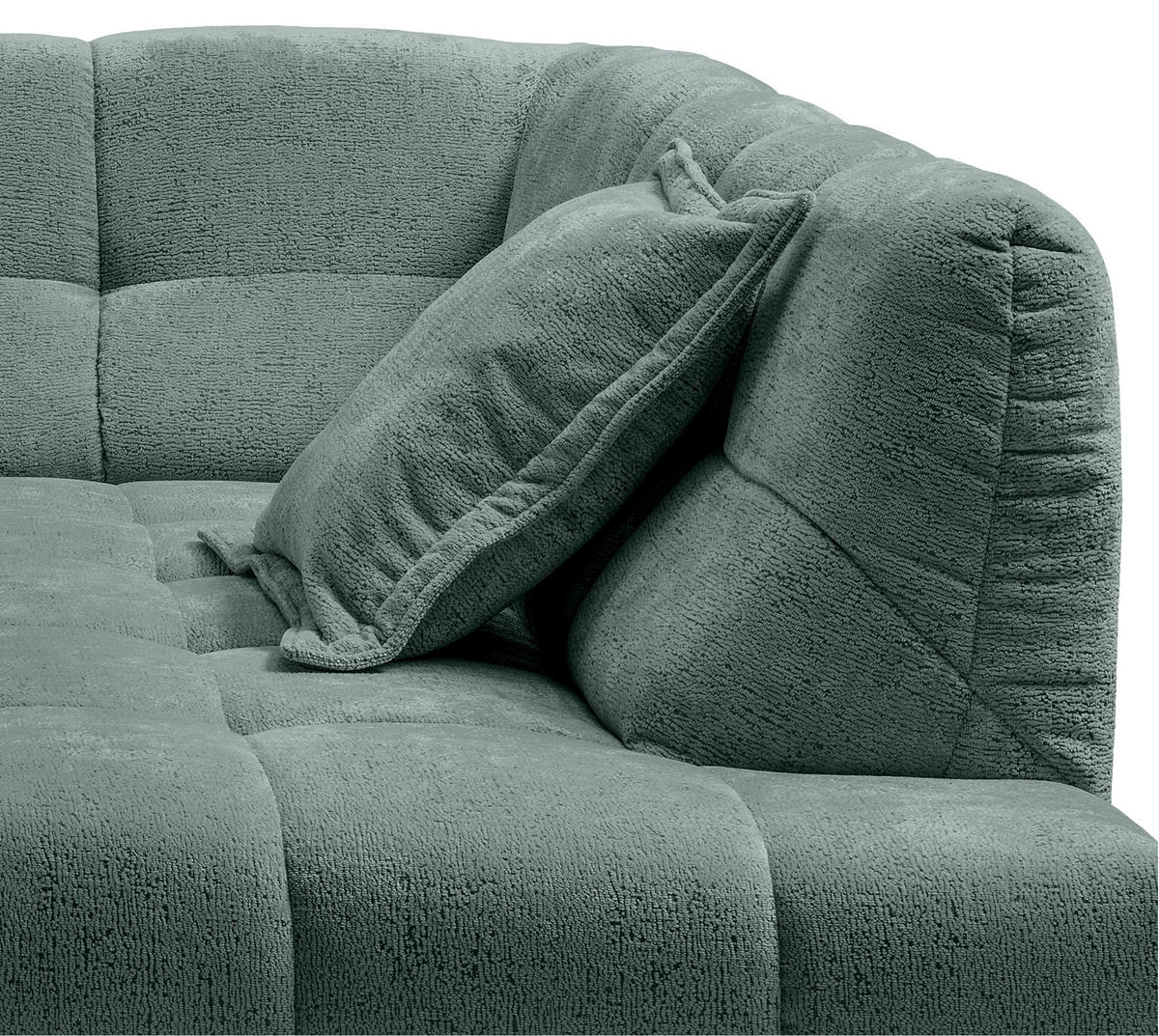 ECKSOFA ITALIA Türkis Chenille  - Türkis/Schwarz, MODERN, Kunststoff/Textil (254/203cm) - Livetastic