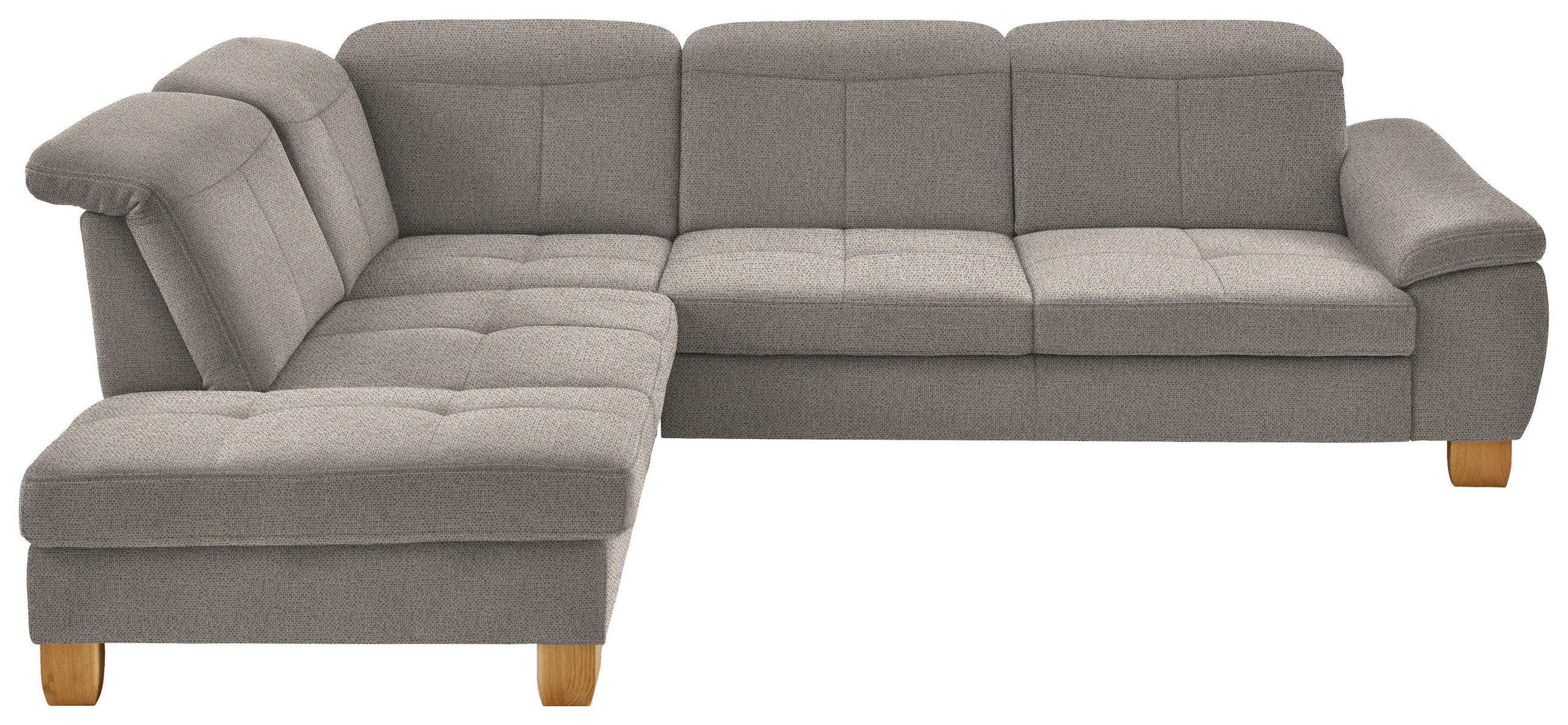 ECKSOFA in Flachgewebe Hellbraun  - Wildeiche/Hellbraun, Natur, Holz/Textil (243/301cm) - Voleo