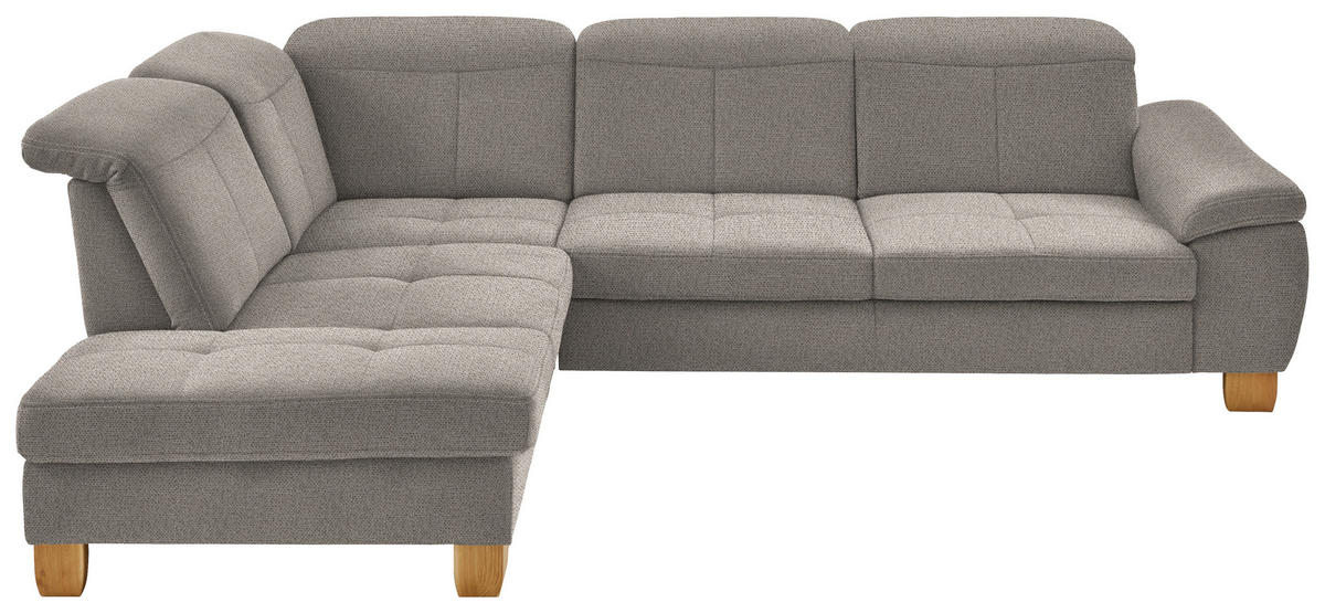 ECKSOFA in Flachgewebe Hellbraun  - Wildeiche/Hellbraun, Natur, Holz/Textil (243/301cm) - Voleo
