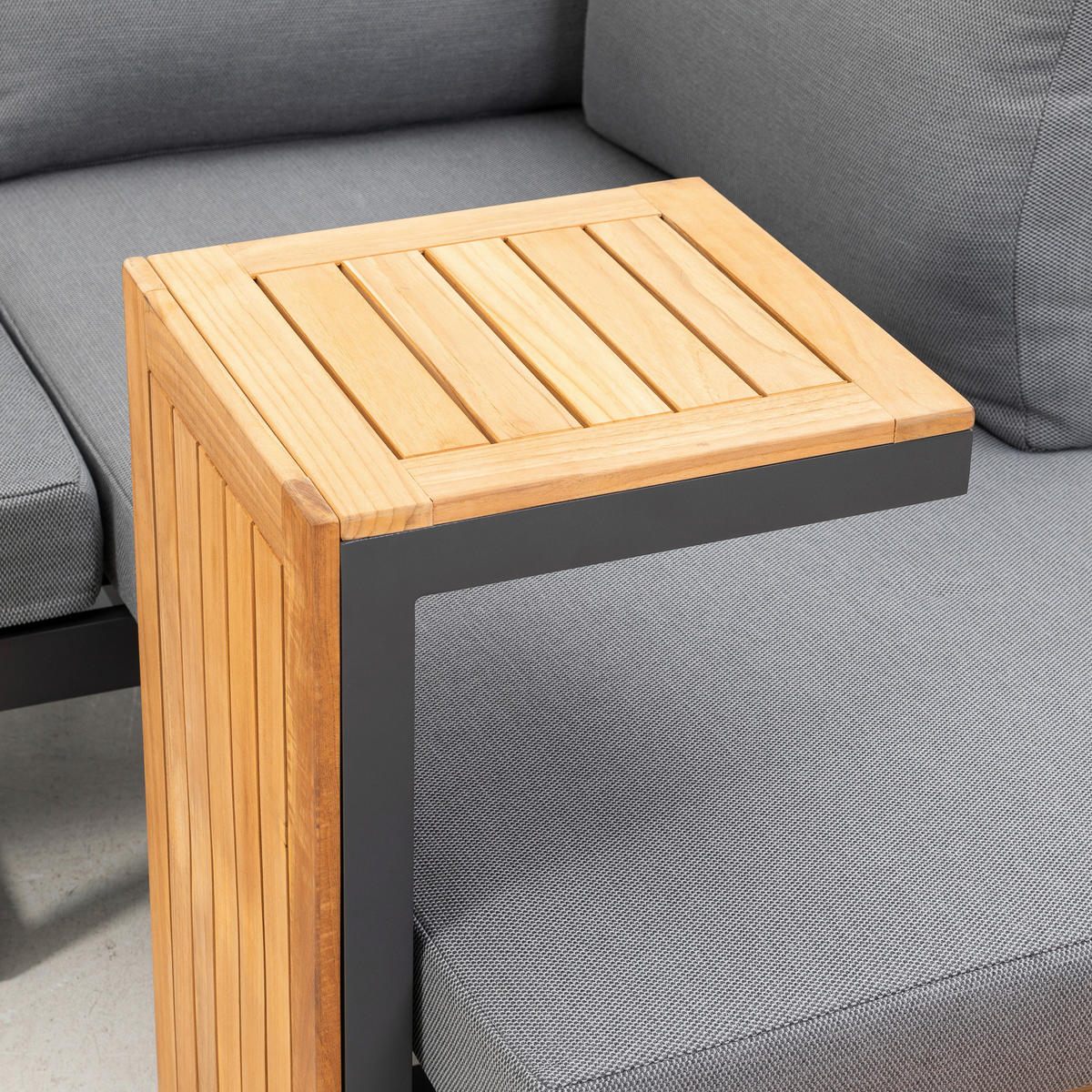 LOUNGEGARNITUR   253/70/175 cm Teakholz Aluminium  - Anthrazit/Grau, Basics, Holz/Textil (253/70/175cm) - Gardenson