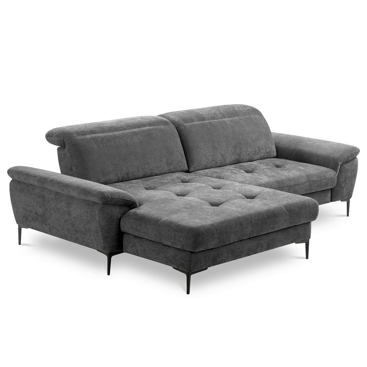 ECKSOFA  Webstoff Schwarz  - Schwarz, Design, Textil/Metall (195/268cm) - Livetastic