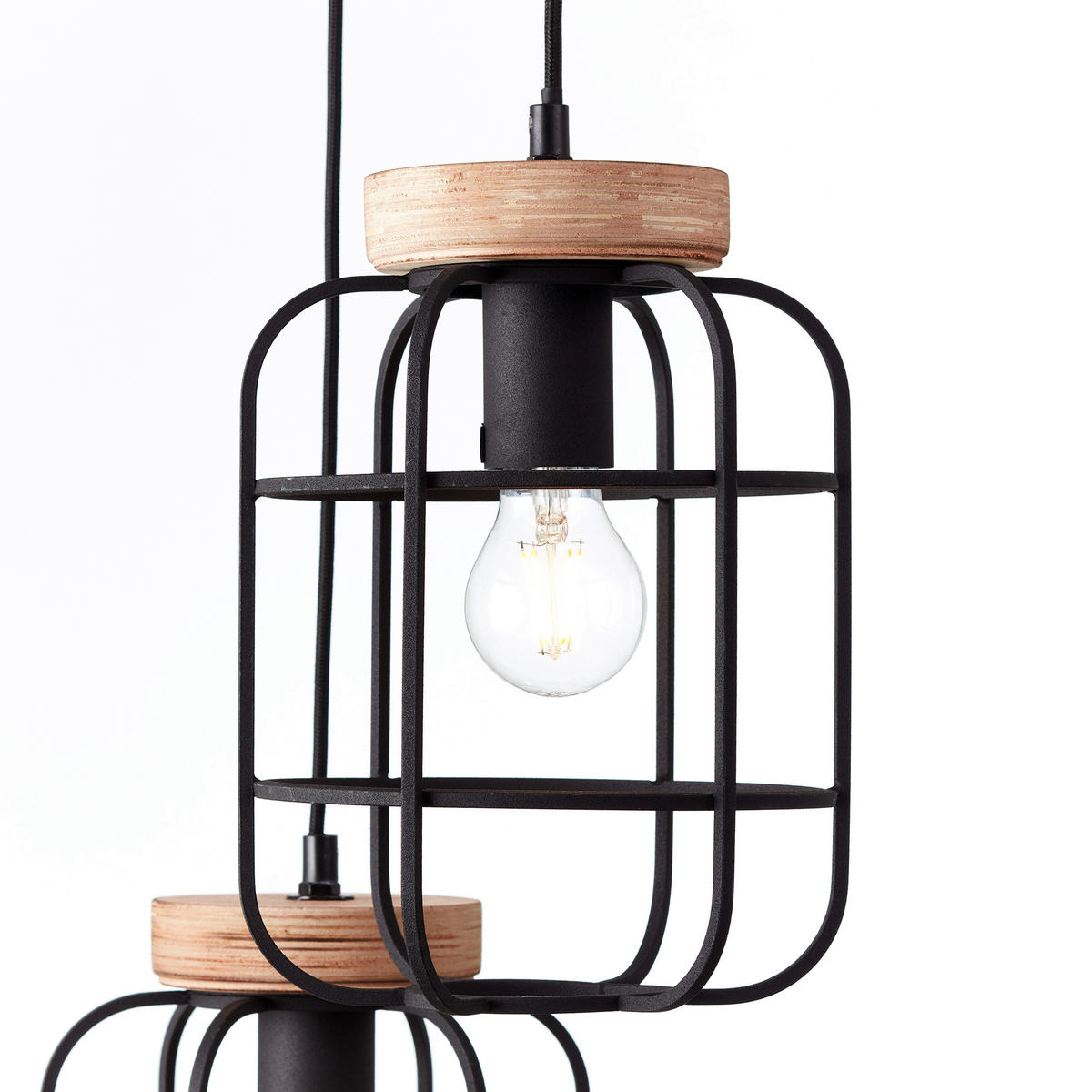 HÄNGELEUCHTE 42/165 cm    - Schwarz/Braun, Design, Holz/Metall (42/165cm) - Brilliant