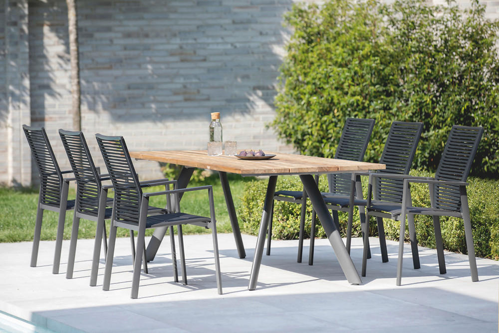 GARTENTISCH 220/95/76 cm  - Anthrazit/Teakfarben, Design, Holz/Metall (220/95/76cm)