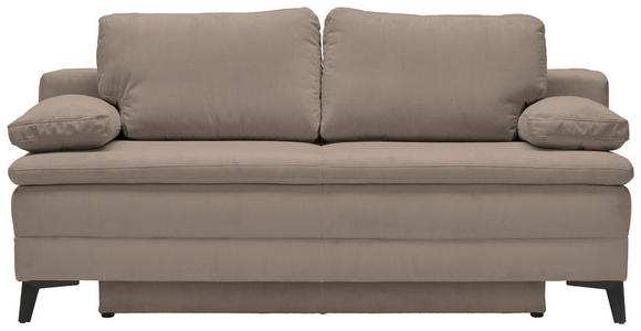 BOXSPRINGSOFA Cord Taupe - Taupe/Schwarz, Design, Textil/Metall (200/100/108cm) - Novel