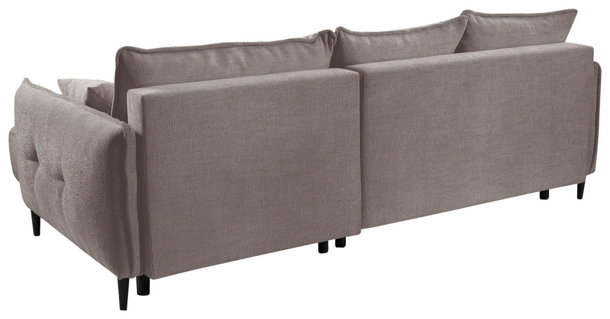 ECKSOFA Taupe Struktur  - Taupe/Schwarz, Design, Holz/Textil (244/165cm) - MID.YOU