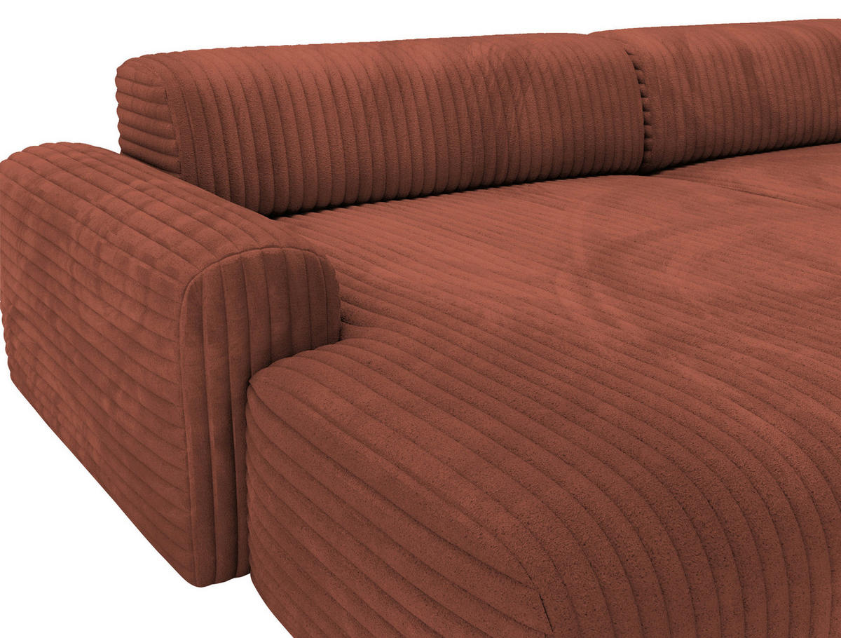 ECKSOFA Bronzefarben Cord  - Schwarz/Bronzefarben, Design, Kunststoff/Textil (178/292cm) - home24