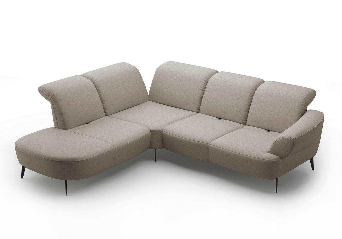 ECKSOFA DANCE E Taupe Flachgewebe  - Taupe/Schwarz, MODERN, Textil/Metall (270/302cm) - Sit & More