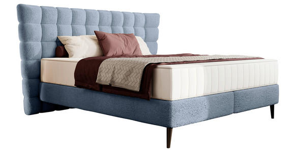 BOXSPRINGBETT 160/200 cm  in Graublau  - Graublau/Schwarz, Design, Holz/Holzwerkstoff (160/200cm) - Esposa