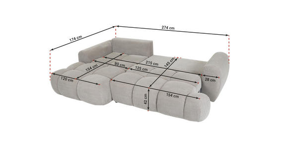 ECKSOFA in Flachgewebe Rostfarben - Rostfarben/Schwarz, KONVENTIONELL, Kunststoff/Textil (174/274cm) - Carryhome