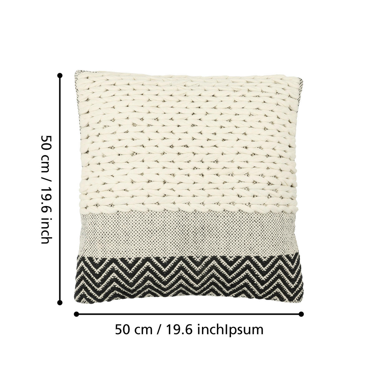 ZIERKISSEN  50/50 cm   - Creme/Schwarz, Basics, Textil (50/50cm) - Eglo