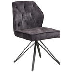 STUHL   Webstoff  - Anthrazit/Schwarz, Design, Textil/Metall (50/85/60cm) - Carryhome