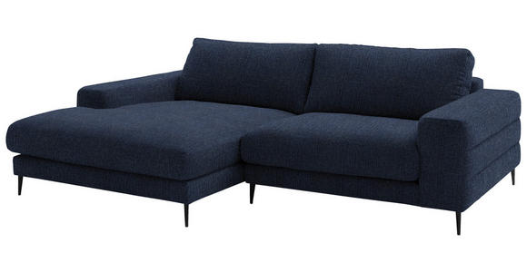 ECKSOFA  in Flachgewebe Dunkelblau  177/253 cm  - Schwarz/Dunkelblau, Design, Textil/Metall (177/253cm) - Dieter Knoll