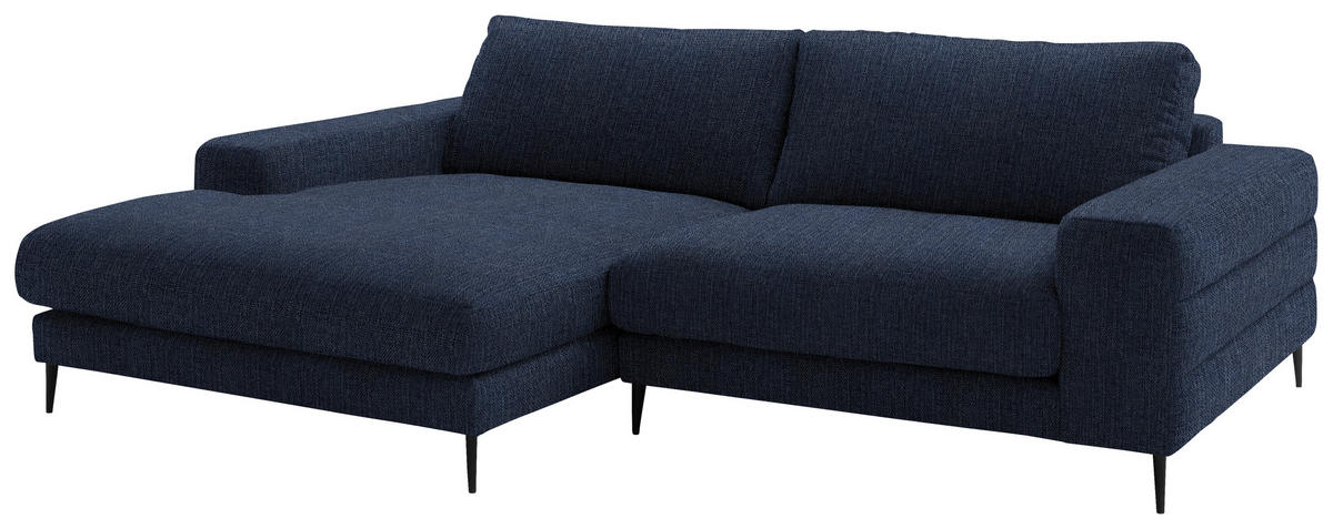 ECKSOFA in Flachgewebe Dunkelblau  177/253 cm  - Schwarz/Dunkelblau, Design, Textil/Metall (177/253cm) - Dieter Knoll