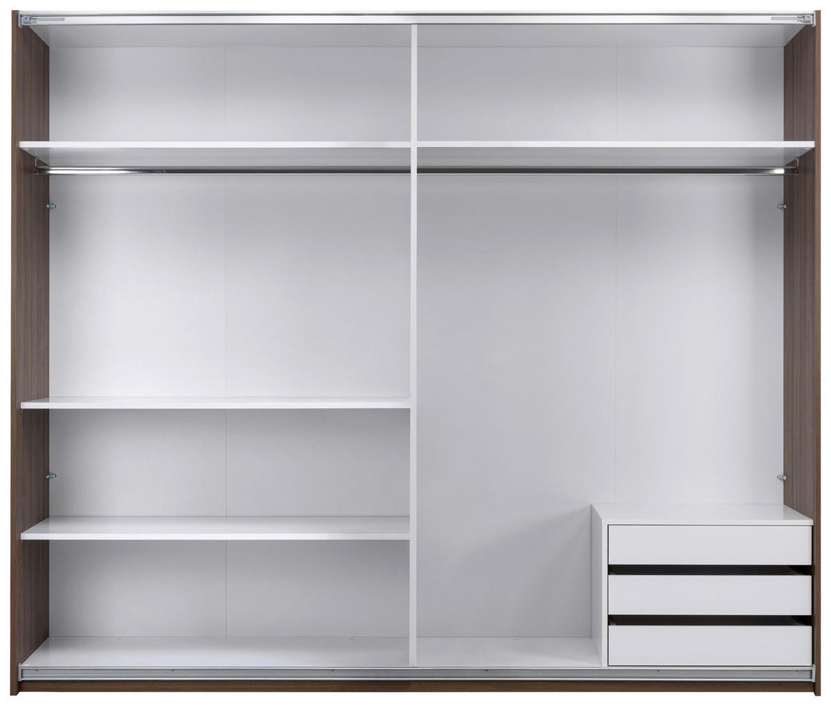 SCHIEBETÜRENSCHRANK 250/211,5/61,5 cm 2-türig Walnussfarben  - Walnussfarben/Schwarz, MODERN, Holzwerkstoff/Metall (250/211,5/61,5cm) - MID.YOU
