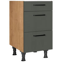 SCHUBKASTENUNTERSCHRANK 45/87/56 cm  in Grün, Eichefarben  - Eichefarben/Schwarz, MODERN, Holzwerkstoff/Metall (45/87/56cm) - Nobilia