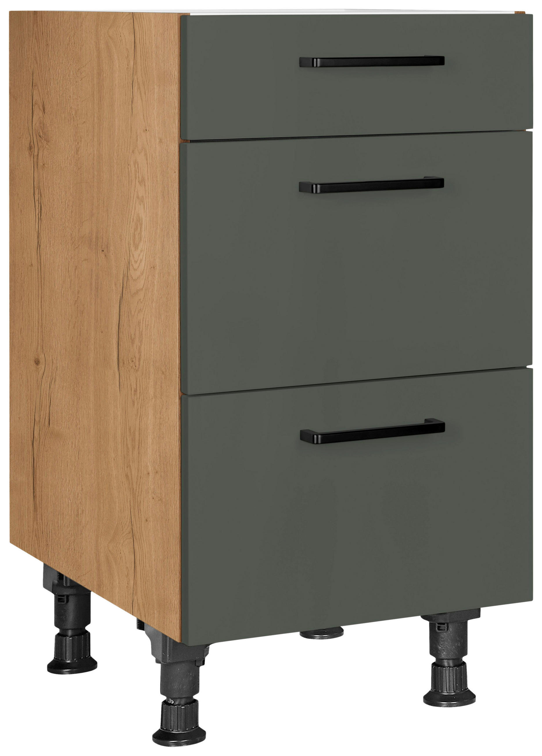 Nobilia Schubkastenunterschrank Easytouch Grün, Eiche 45x87x56 cm