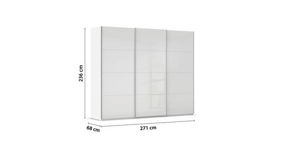 SCHWEBETÜRENSCHRANK 271/236/68 cm 3-türig Weiß  - Alufarben/Weiß, Basics, Glas/Holzwerkstoff (271/236/68cm) - Novel