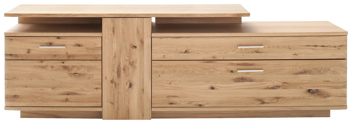 NÍZKA KOMODA, sukový dub, farba duba, 210/67/46 cm - farba duba/niklová, Design, kov/drevo (210/67/46cm) - Livetastic