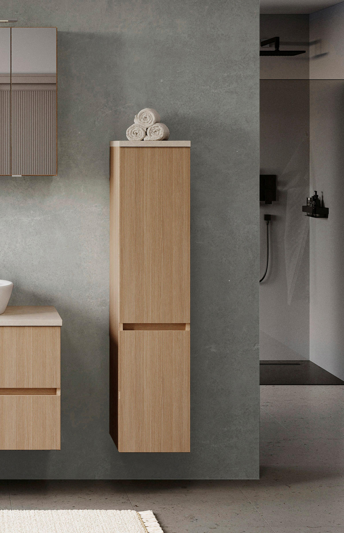 MIDISCHRANK 30/131/35 cm  - Sandfarben/Eichefarben, Konventionell, Holzwerkstoff/Kunststoff (30/131/35cm) - Xora