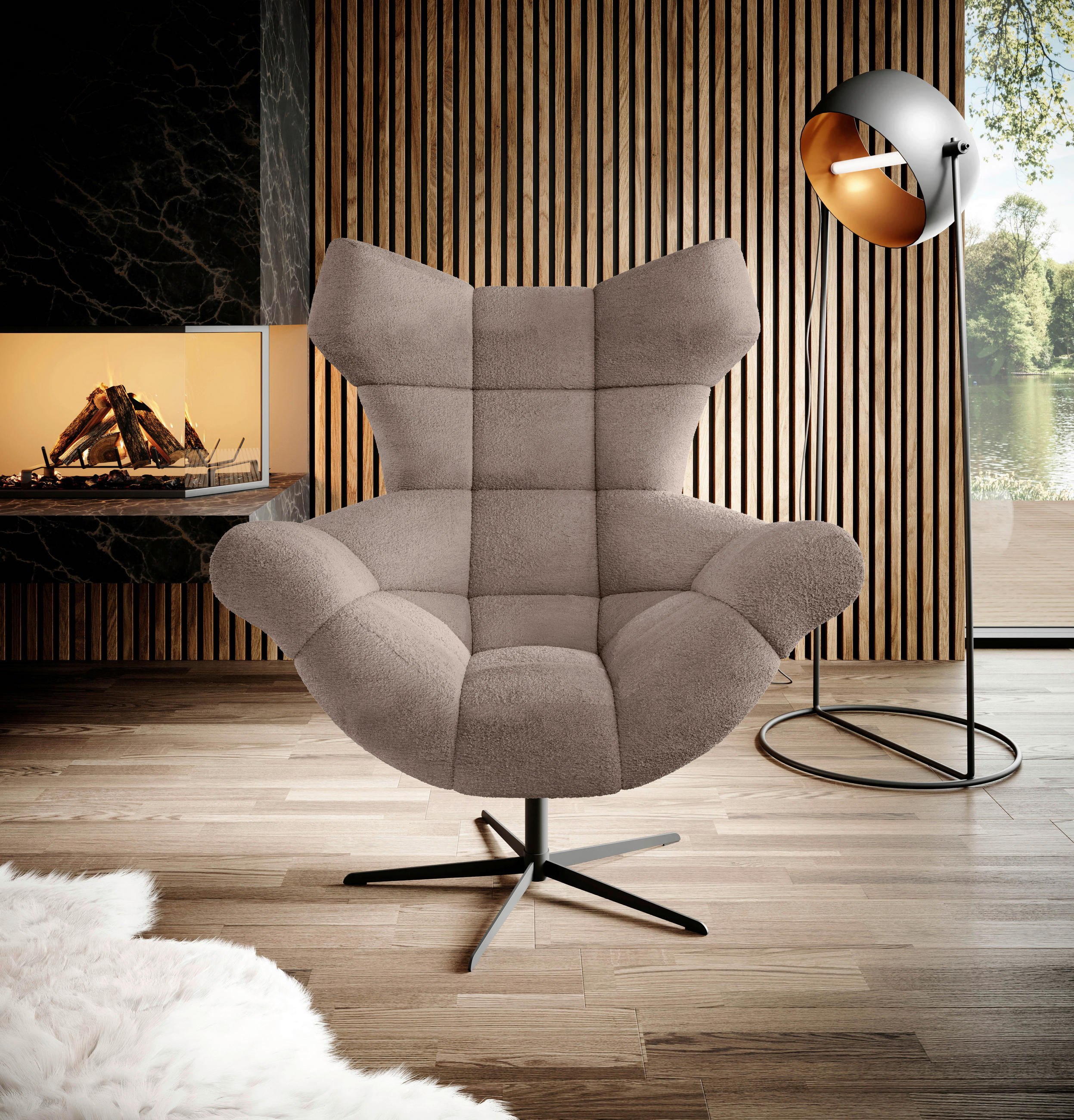 FÜLES FOTEL - barna/fekete, Design, textil/fém (103/119/84cm) - Esposa