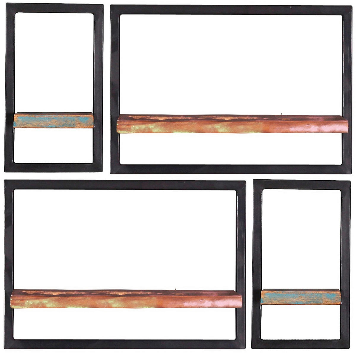 WANDREGALSET 75/75/25 cm  - Multicolor/Schwarz, Design, Holz/Metall (75/75/25cm) - MID.YOU