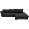 ECKSOFA Dunkelbraun Flachgewebe Rückenkissen, Bettkasten, Schlaffunktion, Rücken echt, Liegefläche im Originalstoff  - Dunkelbraun/Silberfarben, Design, Textil/Metall (306/174cm) - Carryhome