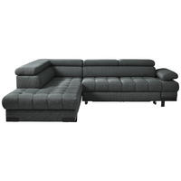 ECKSOFA in Webstoff Graphitfarben  - Schwarz/Graphitfarben, Design, Textil/Metall (223/263cm) - Welnova