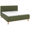 POLSTERBETT 180/200 cm,  in Dunkelgrün, Matratze, Lattenrost, Bettkasten, H3 + H3 = fest  - Dunkelgrün/Eichefarben, Design, Holz/Textil (180/200cm) - Musterring