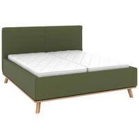 POLSTERBETT 160/200 cm,  in Dunkelgrün, Matratze, Lattenrost, Bettkasten, H3 + H3 = fest  - Dunkelgrün/Eichefarben, Design, Holz/Textil (160/200cm) - Musterring