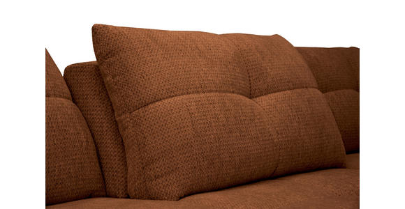 ECKSOFA Dunkelorange Chenille Armlehnenkissen, Rücken echt, Sitztiefenverstellung  - Dunkelorange/Schwarz, KONVENTIONELL, Textil/Metall (313/215cm) - Hom`in